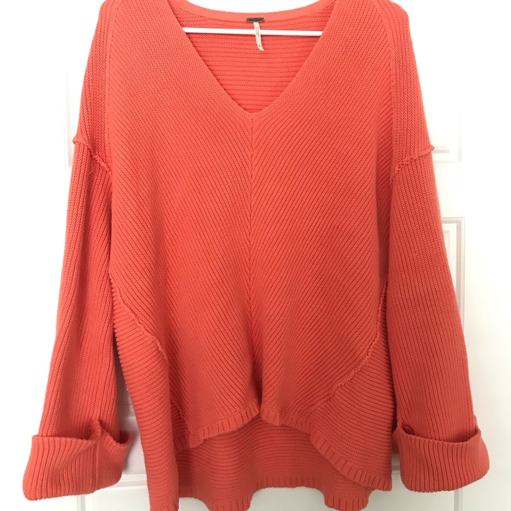 Free People orange cuffed sweater